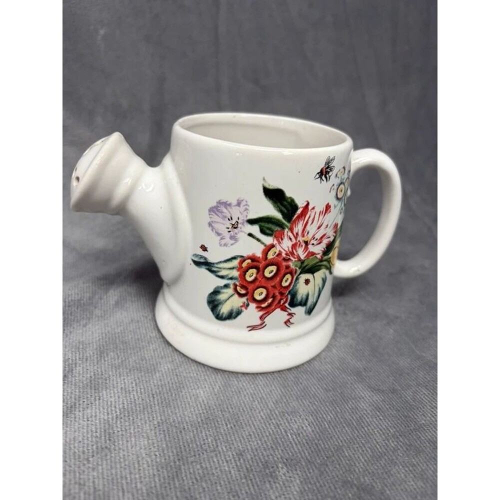 Vintage Cottagecore Ceramic Watering Can Mug Whimsical Floral Flower Bee